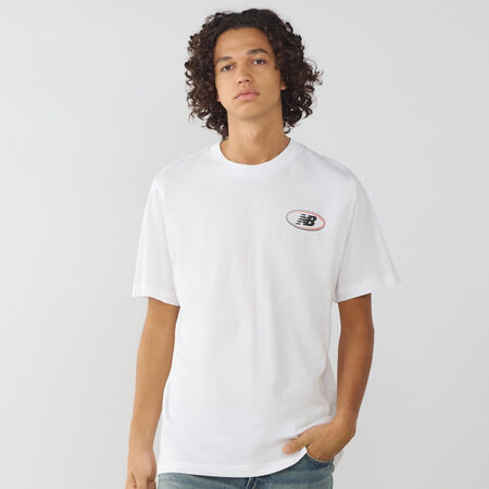 NEW BALANCE TEE SHIRT OVAL LOGO BIANCO/NERO UOMO