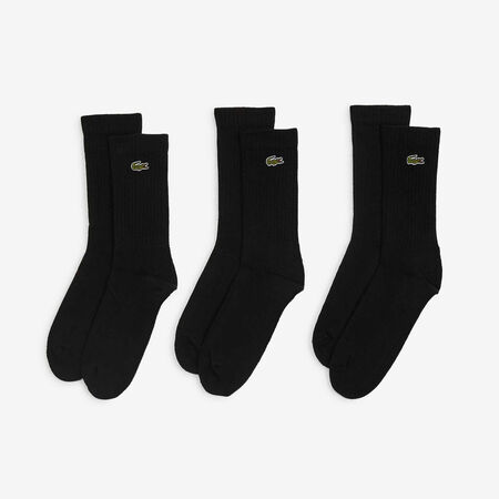 LACOSTE CHAUSSETTES X3 CREW LOGO NERO UOMO