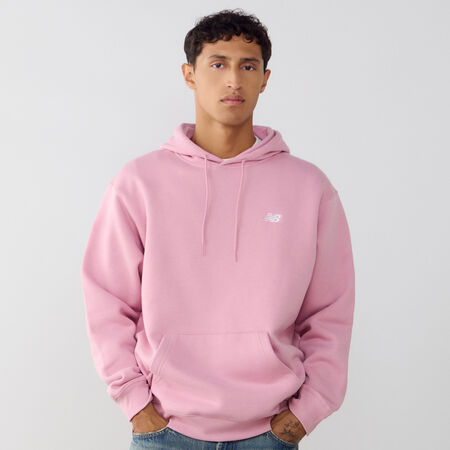 NEW BALANCE HOODIE SMALL LOGO ROSA/BIANCO UOMO