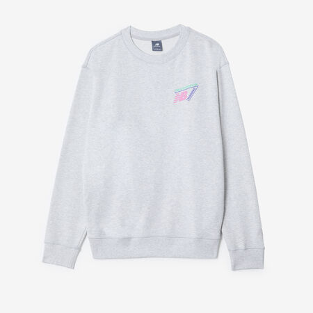 NEW BALANCE SWEAT CREW NEON LOGO GRIGIO UOMO