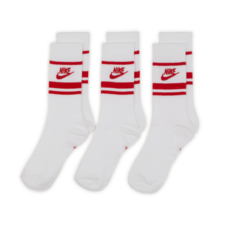 NIKE CALZINI X3 CREW STRIPE BLANC/ROUGE UNISEX