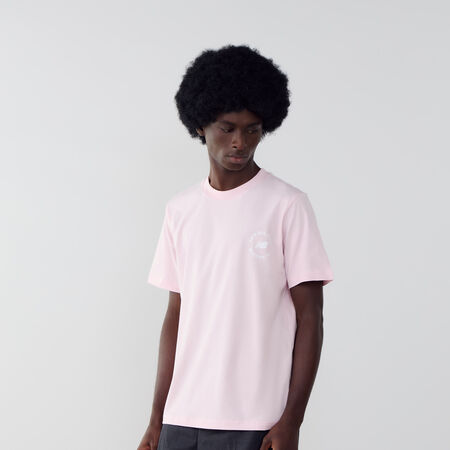 NEW BALANCE TEE SHIRT CHEST LOGO ROSA/BIANCO UOMO