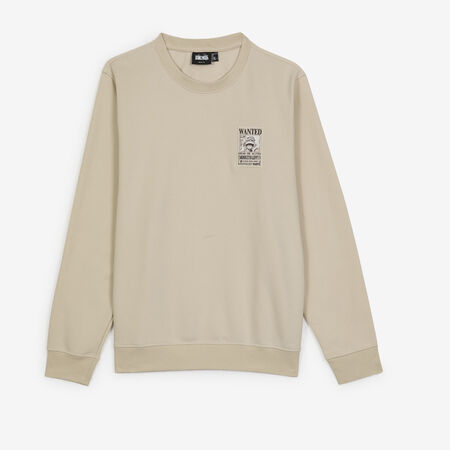 ONE PIECE SWEAT CREW WANTED LUFFY BEIGE UOMO