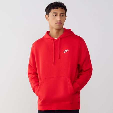 NIKE HOODIE CLUB SMALL LOGO ROSSO UOMO