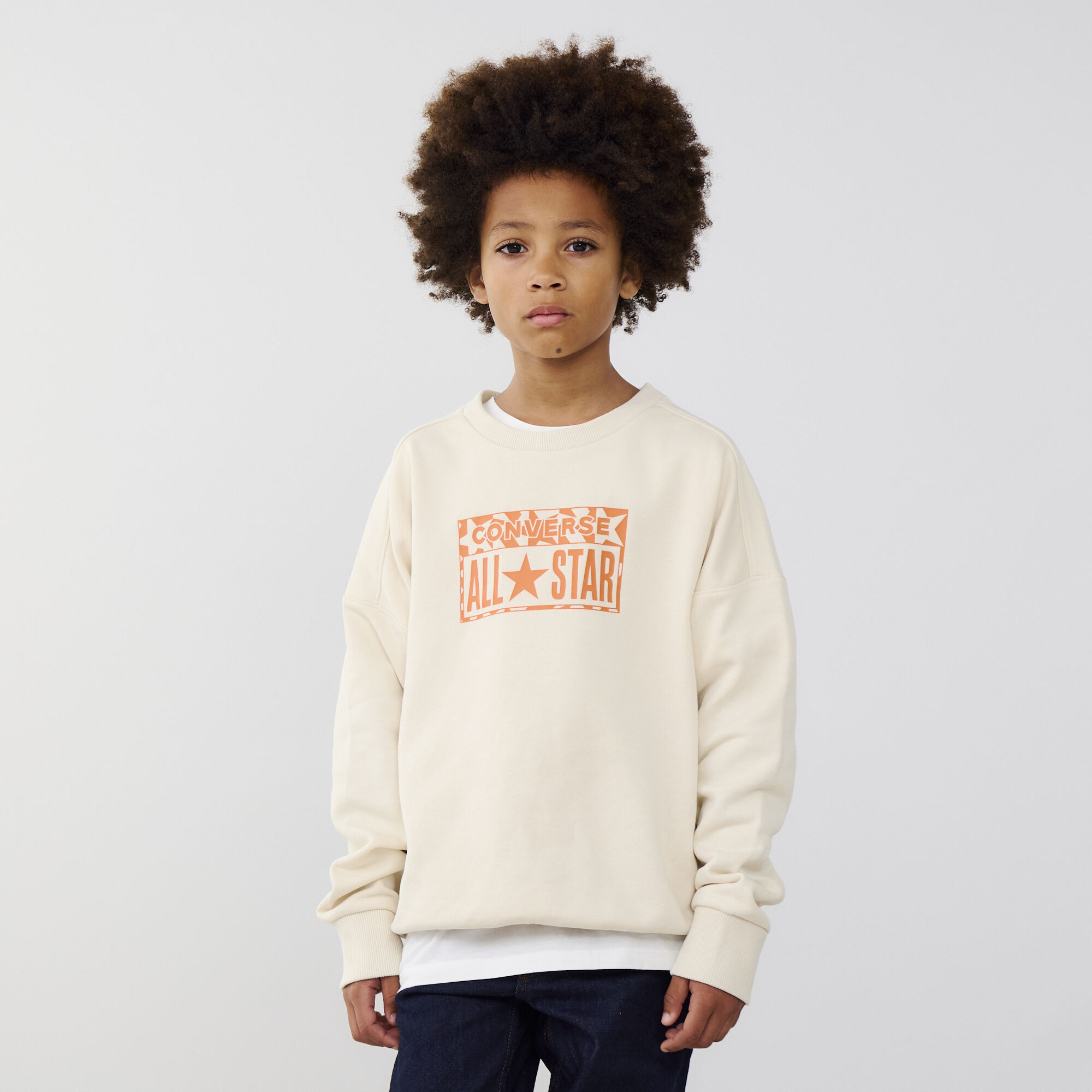 CONVERSE SWEATSHIRT LIFESTYLE CREW BEIGE BEIGE FELPE BAMBINO Courir