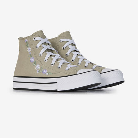 CONVERSE CHUCK TAYLOR ALL STAR EVA LIFT HI FLORAL KAKI/BIANCO RAGAZZO