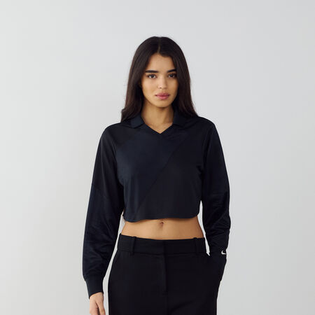 NIKE TOP CROP JERSEY NERO/BIANCO DONNA