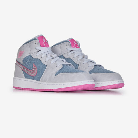 JORDAN AIR JORDAN 1 MID BLU/ROSA RAGAZZO