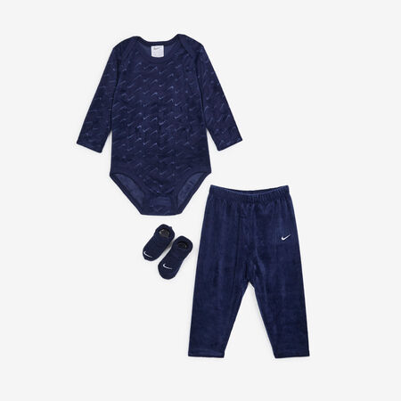 3 PC SET VELOUR SWOOSH : BLU SCURO