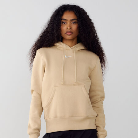 NIKE HOODIE CLUB CENTERED LOGO BEIGE DONNA