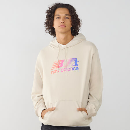 NEW BALANCE HOODIE BIG LOGO RUN BEIGE UOMO