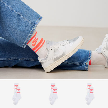 NIKE CHAUSSETTES X3 CREW STRIPE BIANCO/ROSA UOMO