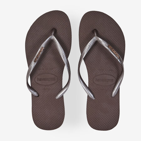 HAVAIANAS SLIM LOGO METALLIC MARRONE DONNA