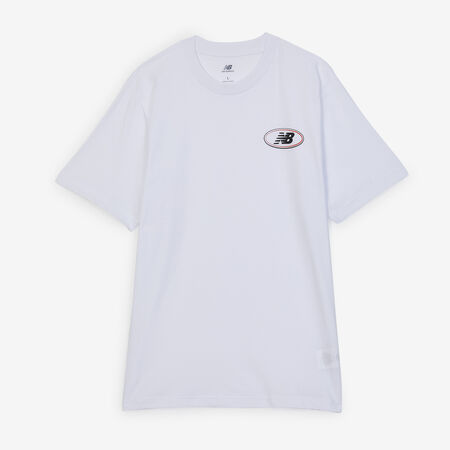 NEW BALANCE TEE SHIRT OVAL LOGO BIANCO/NERO UOMO