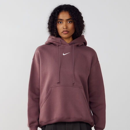 NIKE HOODIE PHOENIX LONG OVERSIZED MARRONE DONNA
