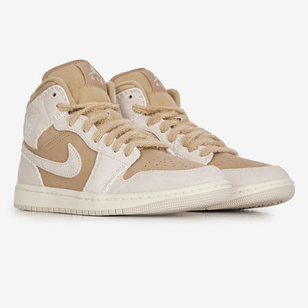 JORDAN AIR JORDAN 1 MID FUR MARRONE/BEIGE DONNA