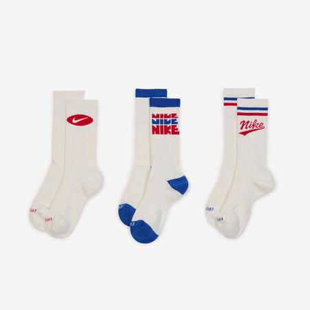 NIKE CHAUSSETTES X3 CREW LIFESTYLE ECRU/ROSSO UOMO