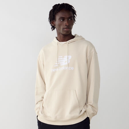 NEW BALANCE HOODIE BIG LOGO FT BEIGE/BIANCO UOMO
