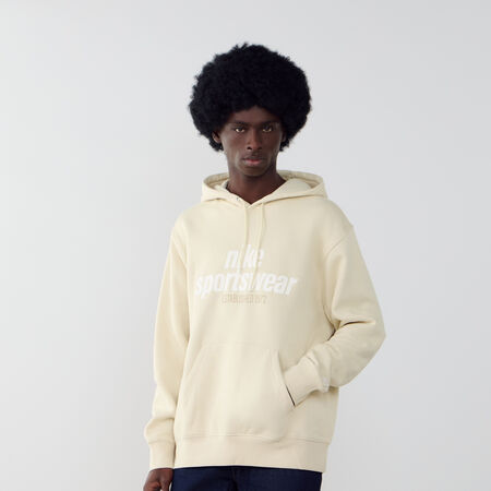 NIKE HOODIE LINEAR LOGO BEIGE/BIANCO UOMO