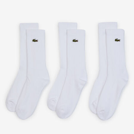 LACOSTE CHAUSSETTES X3 CREW LOGO BIANCO UOMO
