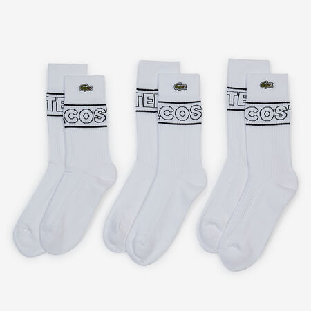 LACOSTE CHAUSSETTES X3 CREW EMBRO GRAPHIC BIANCO UOMO