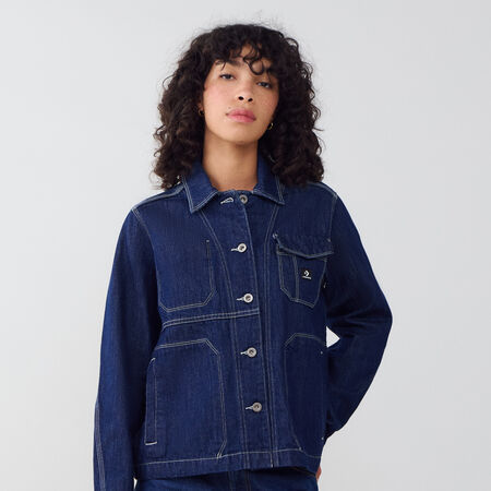 CONVERSE JACKET DENIM STITCHING BLU/BIANCO DONNA