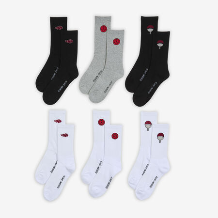 NARUTO CHAUSSETTES X6 CREW NARUTO SHIPPUDEN BIANCO/NERO UNISEX