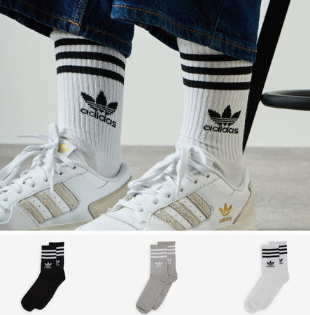 ADIDAS ORIGINALS CALZINI X3 MID CUT CREW TREFOIL BIANCO/NERO UOMO