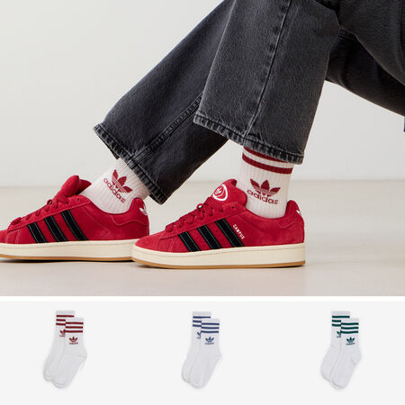 ADIDAS ORIGINALS CHAUSSETTES X3 MID CUT CREW TREFOIL BIANCO/BORDEAUX UOMO