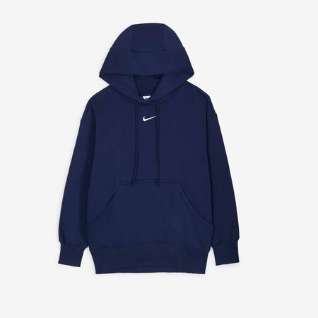 NIKE HOODIE PHOENIX LONG OVERSIZED BLU SCURO DONNA