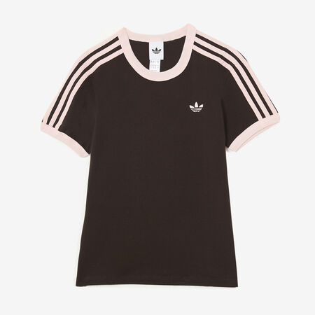 ADIDAS ORIGINALS TEE SHIRT SLIM 3 STRIPES MARRONE/ROSA DONNA