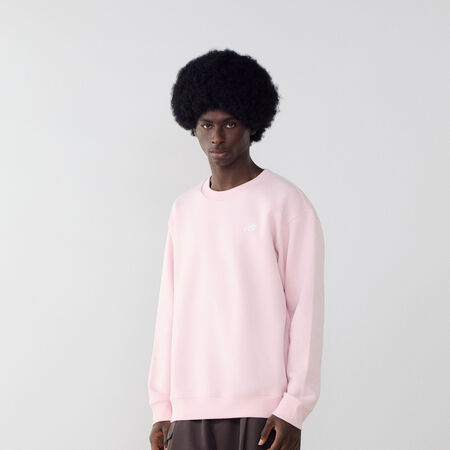 NEW BALANCE SWEAT CREW ESSENTIALS SMALL LOGO ROSA/BIANCO UOMO