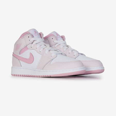 JORDAN AIR JORDAN 1 MID BIANCO/ROSA RAGAZZO