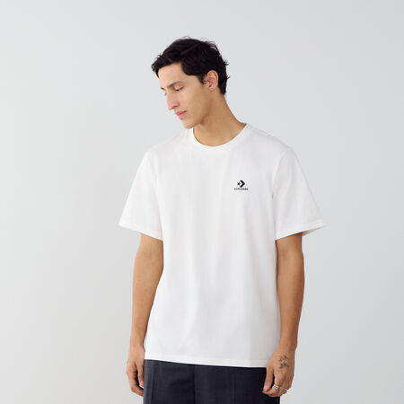 CONVERSE TEE SHIRT STAR CHEVRON EMBROIDERED BIANCO/NERO UOMO