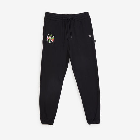 NEW ERA PANT JOGGER NY YANKEES FLORAL EMBRO LOGO NERO/BIANCO UOMO