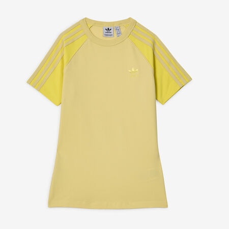 ADIDAS ORIGINALS TEE SHIRT SLIM 3 STRIPES GIALLO DONNA