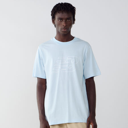 NEW BALANCE TEE SHIRT FLYING LOGO BLU/BIANCO UOMO