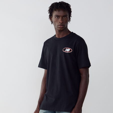 NEW BALANCE TEE SHIRT OVAL LOGO NERO/BIANCO UOMO