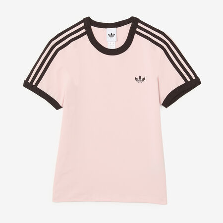 ADIDAS ORIGINALS TEE SHIRT SLIM 3 STRIPES ROSA/MARRONE DONNA