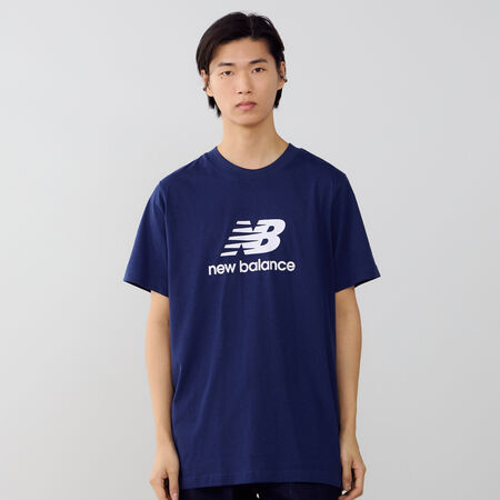 NEW BALANCE TEE SHIRT BIG LOGO BLU SCURO/BIANCO UOMO