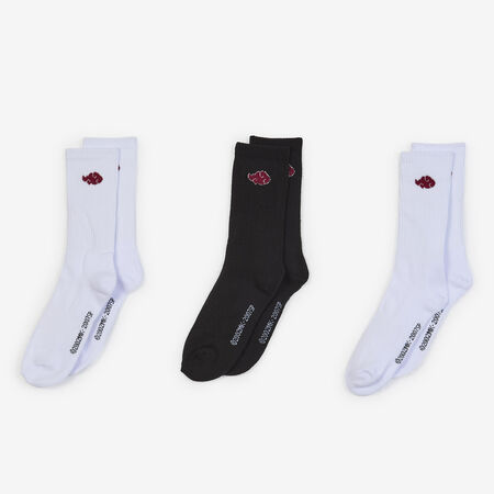 NARUTO CHAUSSETTES X3 CREW AKATSUKI BIANCO/ROJO UNISEX
