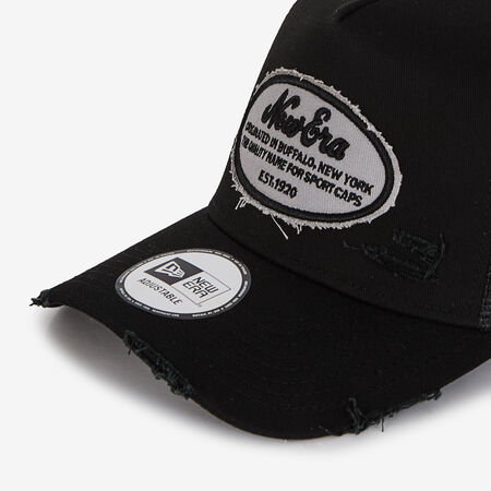 NEW ERA TRUCKER NE OVAL DISTRESS PATCH NERO UOMO