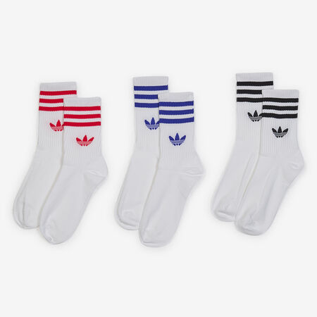 ADIDAS ORIGINALS CHAUSSETTES X3 CREW 3 STRIPES BIANCO/ROJO UNISEX