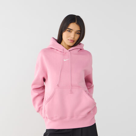 NIKE HOODIE PHOENIX LONG OVERSIZED ROSA/BIANCO DONNA
