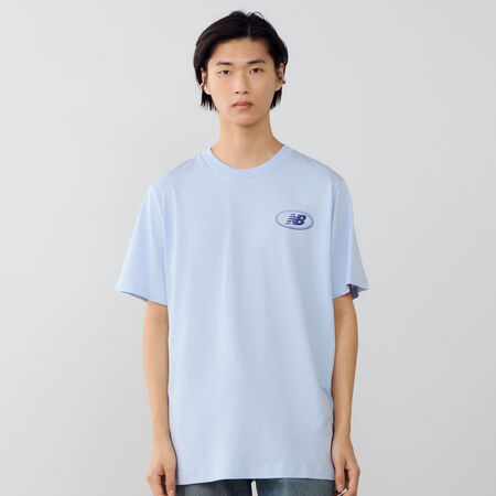 NEW BALANCE TEE SHIRT OVAL LOGO BLU UOMO