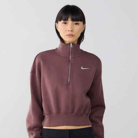 NIKE SWEAT CROP ZIP STYLE MARRONE DONNA
