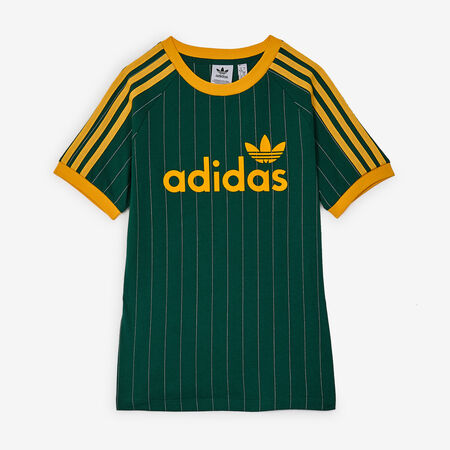 ADIDAS ORIGINALS TEE SHIRT SLIM 3 STRIPES VERDE/BEIGE DONNA