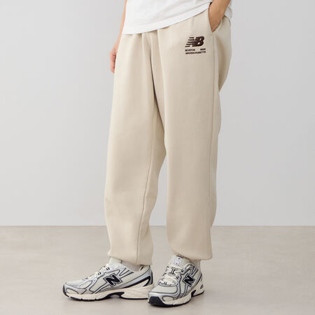 NEW BALANCE PANT JOGGER BOSTON LOGO BEIGE/MARRONE UOMO