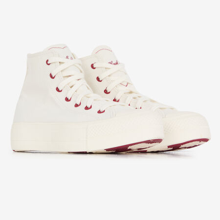 CONVERSE CHUCK TAYLOR LIFT HI BIANCO/ROJO DONNA