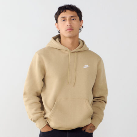NIKE HOODIE CLUB SMALL LOGO BEIGE/BIANCO UOMO